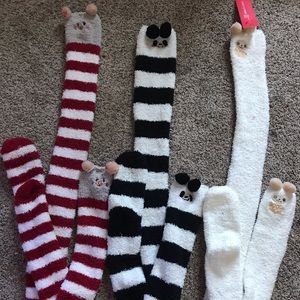 knee high socks with cute animal faces.